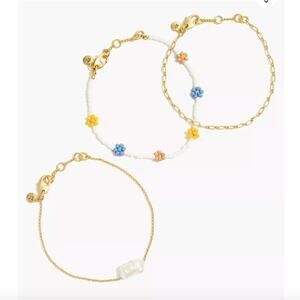 NWT Madewell Lighthouse Three-Pack Seed Bead Boho Daisy Bracelet Set
